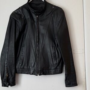 J Walden Women's Vintage Black Leather Jacket